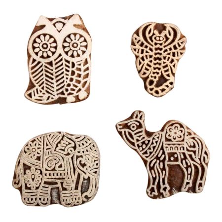 Set of 4 Piece New Mix Wooden Printing Block